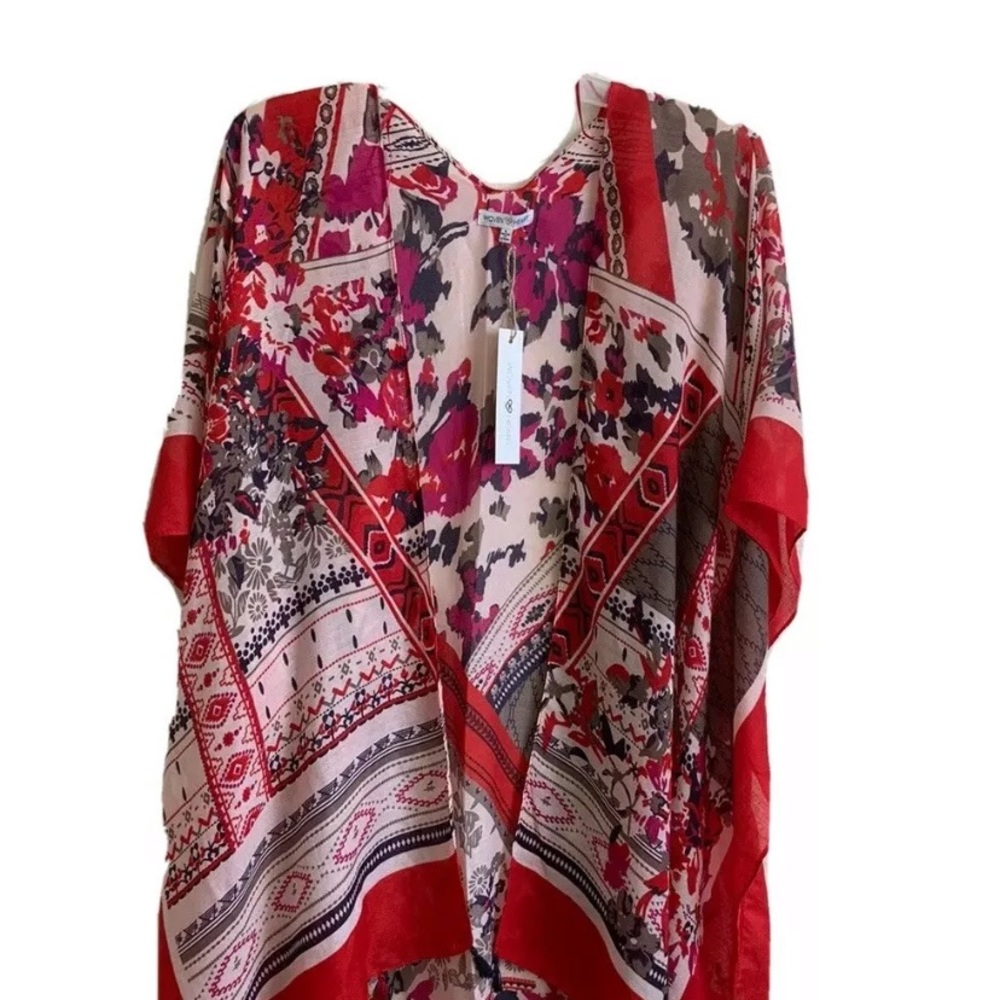 NWT Woven Heart Womens Sheer Printed Duster Size L